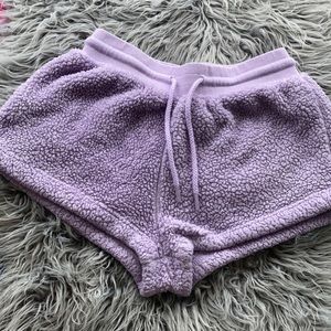 Lilac fuzzy shorts
